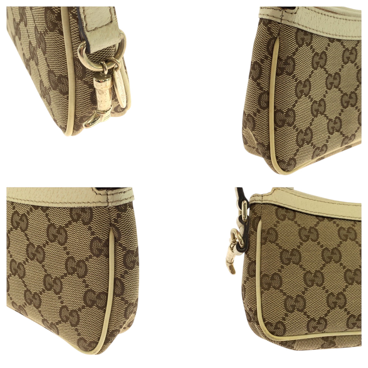 17850
GUCCI グッチ ベージュ アイボリー ゴールド金具 GGキャンバス 154432 ハンドバッグ アクセサリーポーチ  レディース ABP48