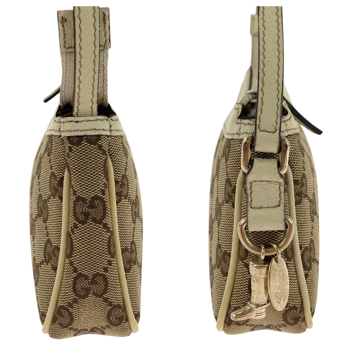 17850
GUCCI グッチ ベージュ アイボリー ゴールド金具 GGキャンバス 154432 ハンドバッグ アクセサリーポーチ  レディース ABP48