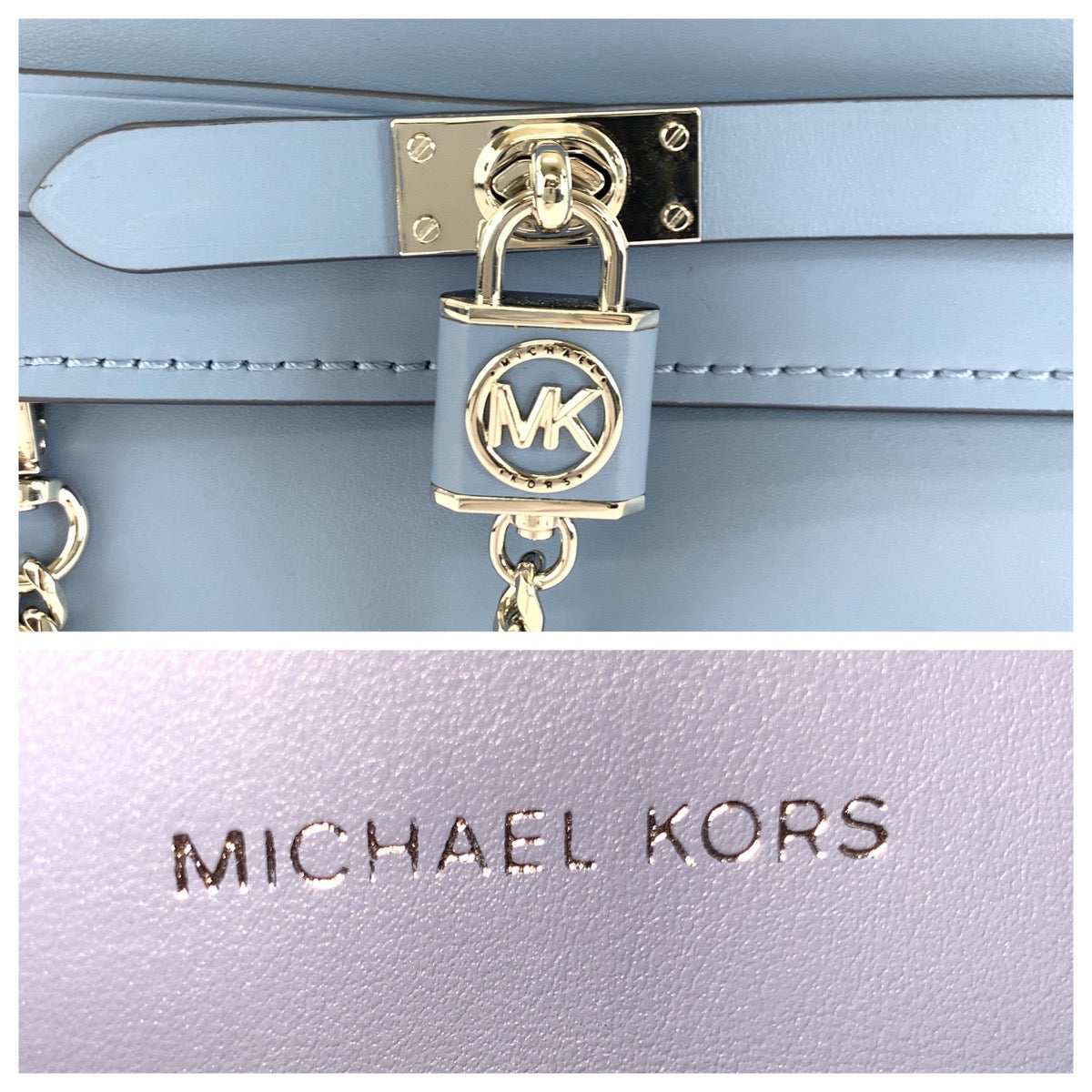 17851
Michael Kors マイケルコース ハミルトンレガシー ベルテッドサッチェル スモール ブルー シルバー金具 レザー ハンドバッグ ショルダーバッグ 2way レディース SA18