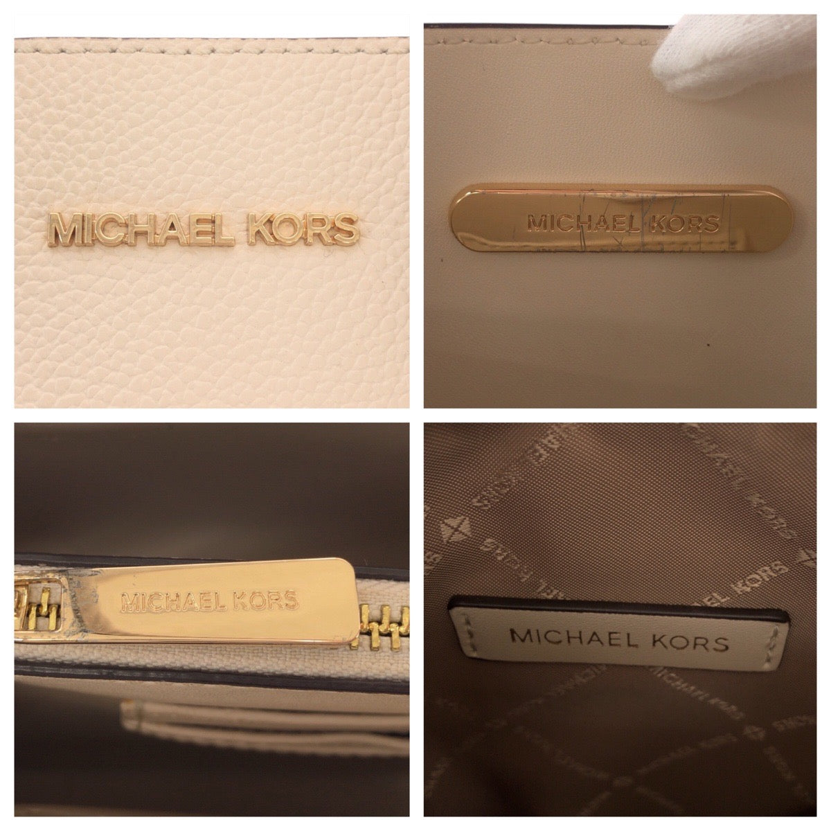 17852
Michael Kors マイケルコース ベージュ アイボリー ゴールド金具 レザー トートバッグ ショルダーバッグ 2way  レディース A15