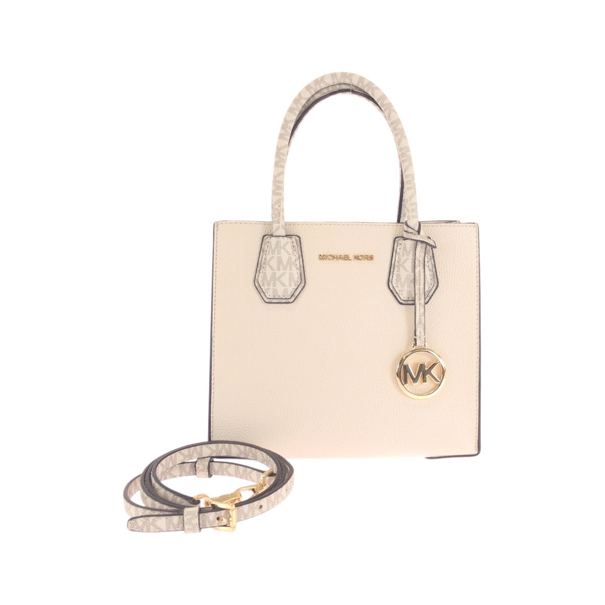 17852
Michael Kors マイケルコース ベージュ アイボリー ゴールド金具 レザー トートバッグ ショルダーバッグ 2way  レディース A15