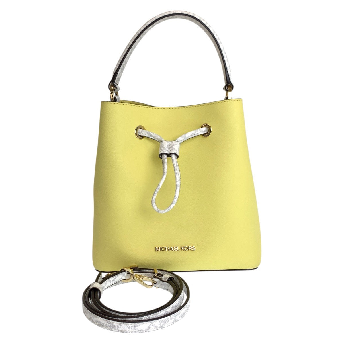 17853
Michael Kors マイケルコース イエロー ホワイト ゴールド金具 レザー ハンドバッグ ショルダーバッグ 2way レディース SA24