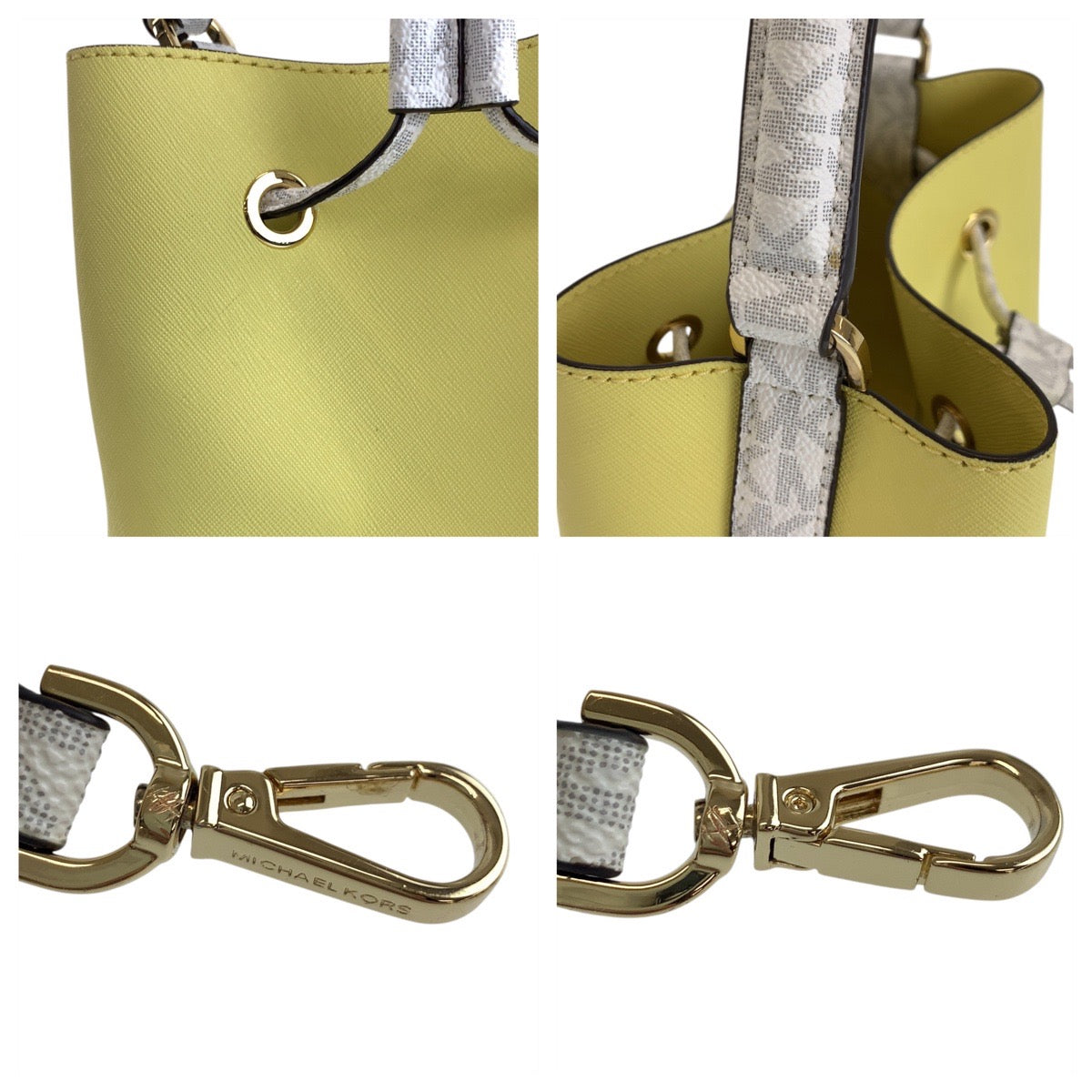 17853
Michael Kors マイケルコース イエロー ホワイト ゴールド金具 レザー ハンドバッグ ショルダーバッグ 2way レディース SA24