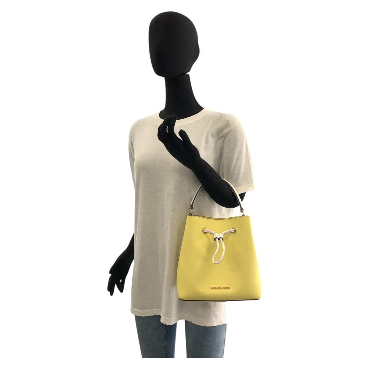 17853
Michael Kors マイケルコース イエロー ホワイト ゴールド金具 レザー ハンドバッグ ショルダーバッグ 2way レディース SA24