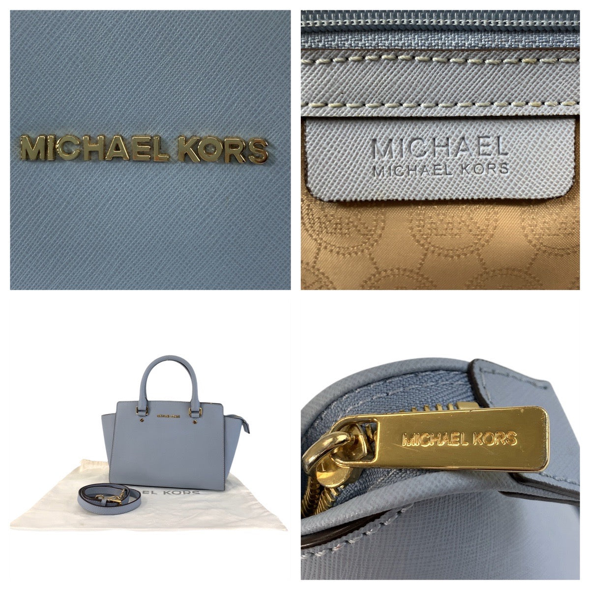 17854
Michael Kors Blue Gold Hardware Leather Handbag Shoulder Bag 2-way Women's ABP16