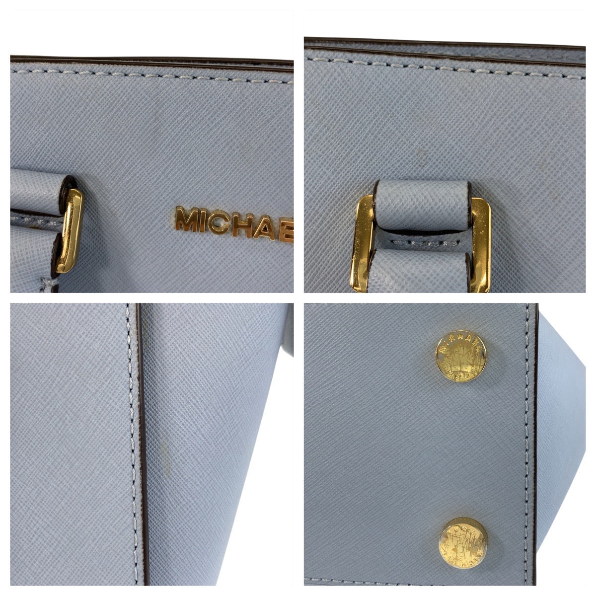 17854
Michael Kors Blue Gold Hardware Leather Handbag Shoulder Bag 2-way Women's ABP16