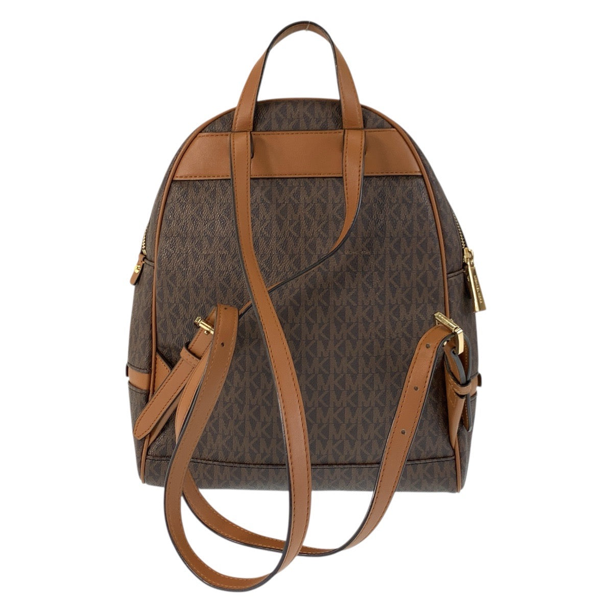 17856
Michael Kors マイケルコース MKシグネチャー リアジップ ブラウン ゴールド金具 PVC リュック バックパック  レディース ABP16