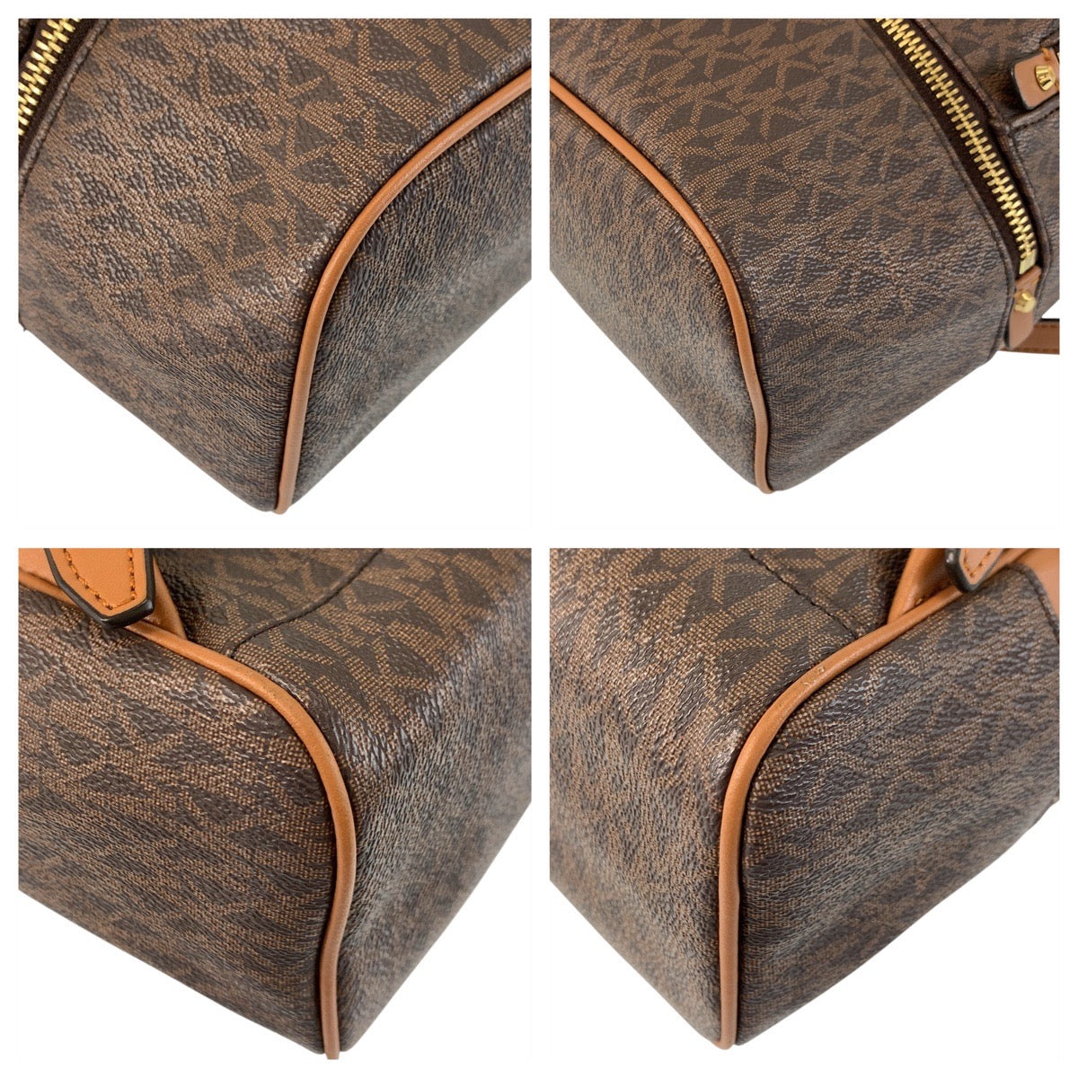 17856
Michael Kors マイケルコース MKシグネチャー リアジップ ブラウン ゴールド金具 PVC リュック バックパック  レディース ABP16