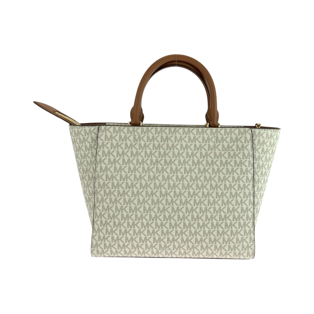 17858
Michael Kors マイケルコース サッチェル ミディアム アイボリー グレー ゴールド金具 PVC ショルダーバッグ ハンドバッグ 2way レディース SA18