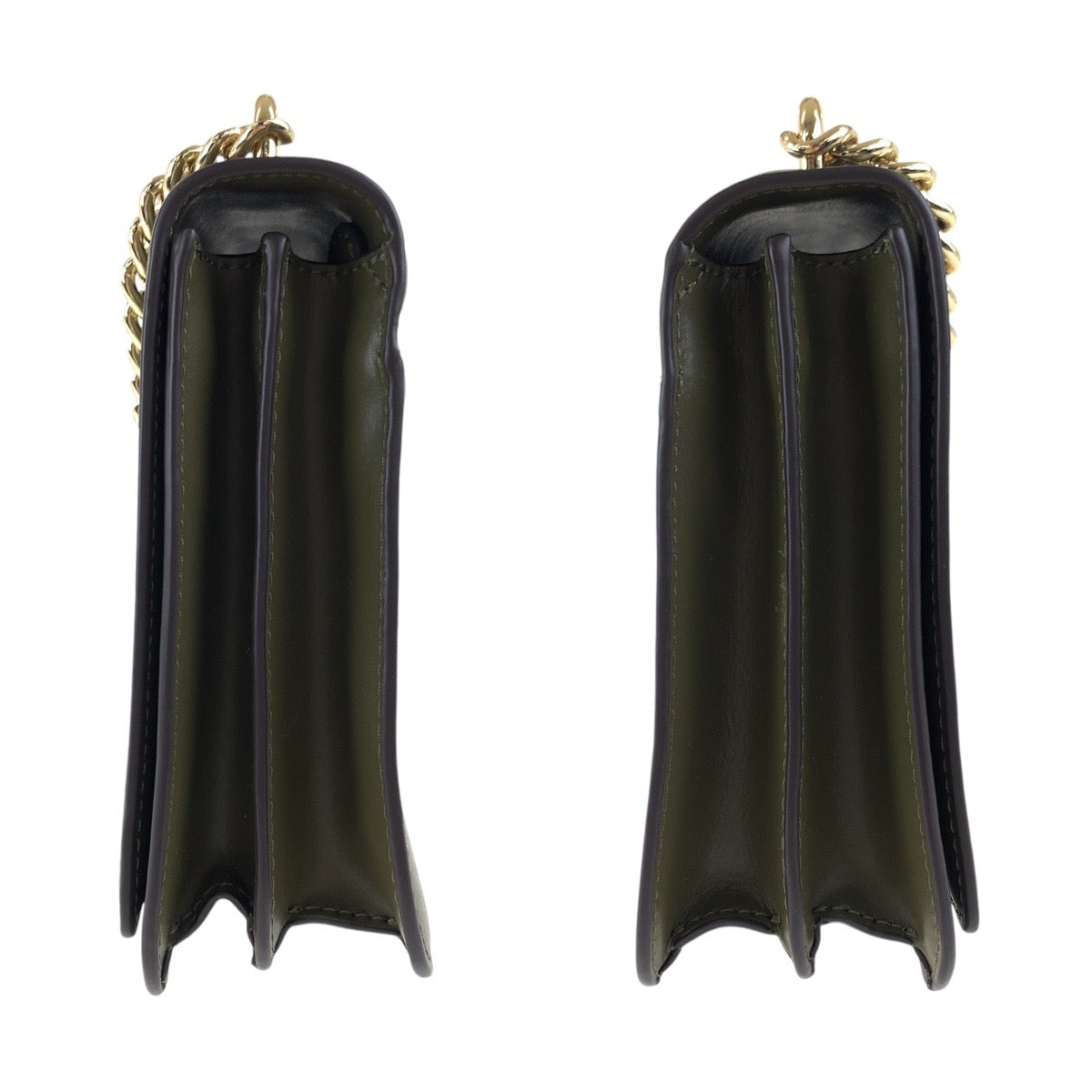 17859
Michael Kors マイケルコース カーキ ゴールド金具 レザー ショルダーバッグ ポシェット レディース SA18