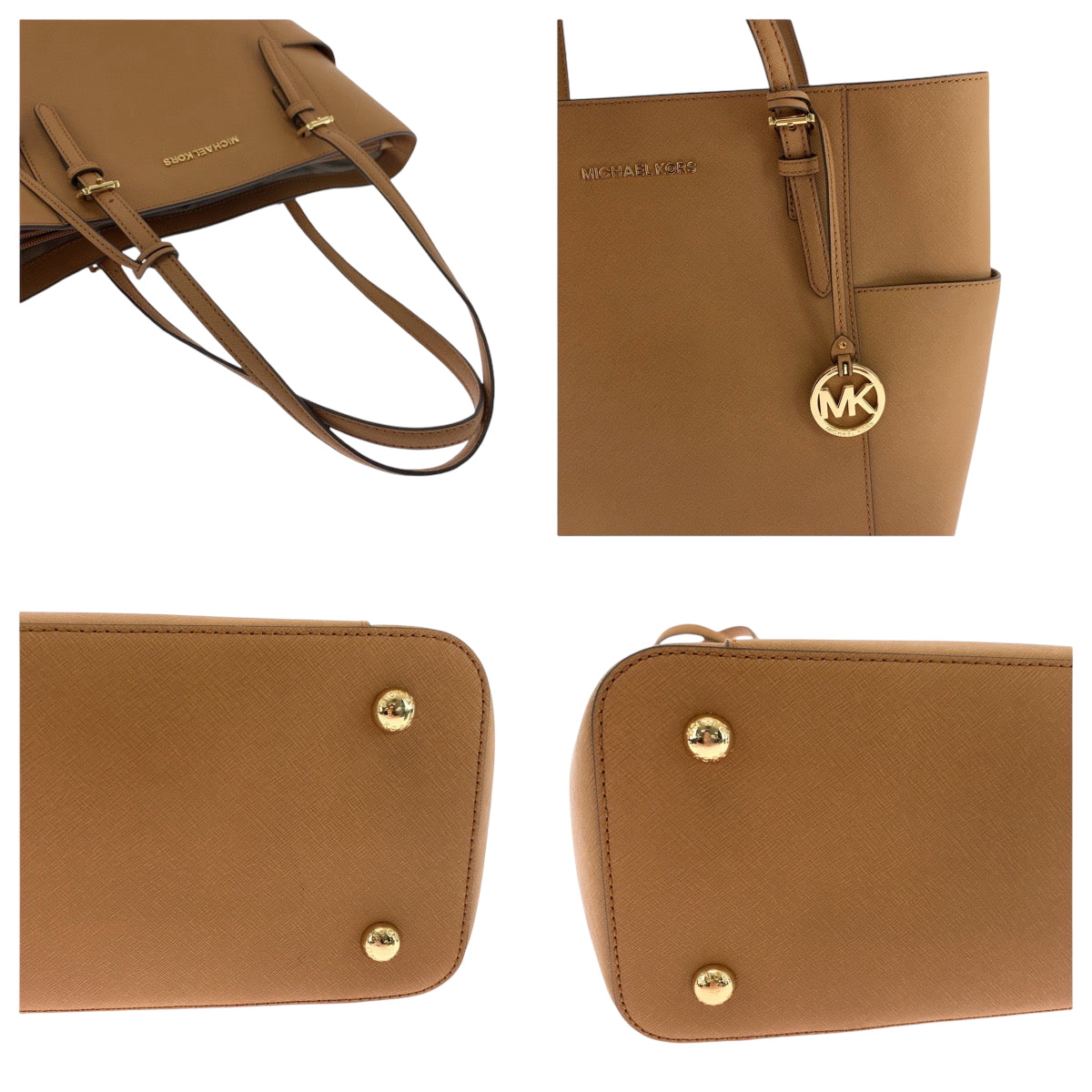 17860
Michael Kors マイケルコース ロゴ キャメル ゴールド金具 PVC トートバッグ ショルダーバッグ  レディース SA18