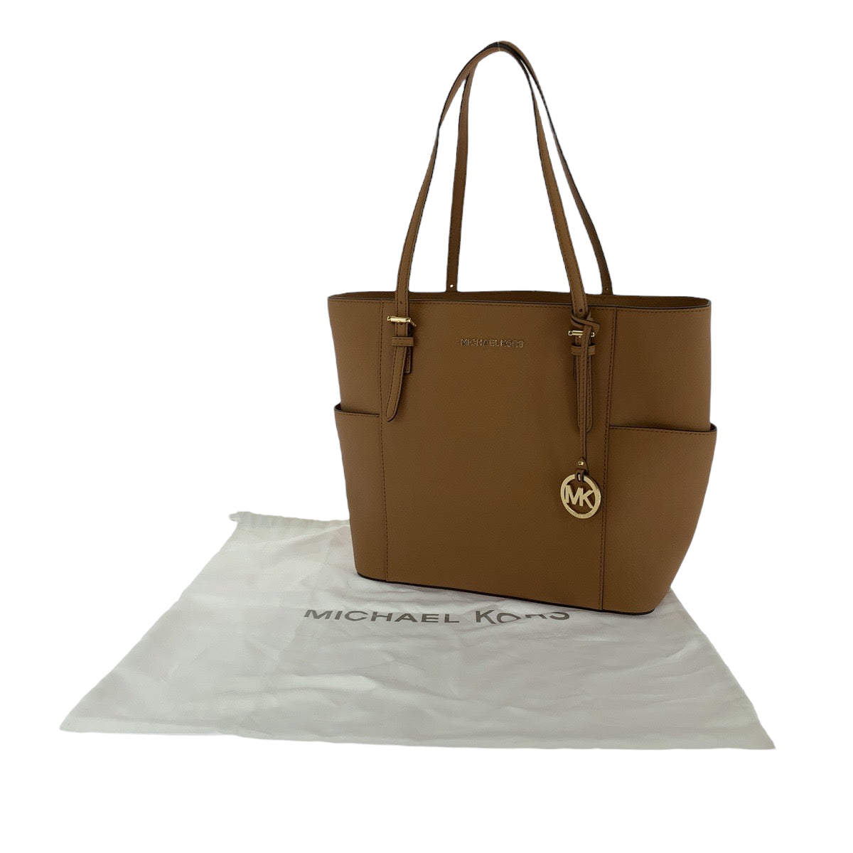 17860
Michael Kors マイケルコース ロゴ キャメル ゴールド金具 PVC トートバッグ ショルダーバッグ  レディース SA18