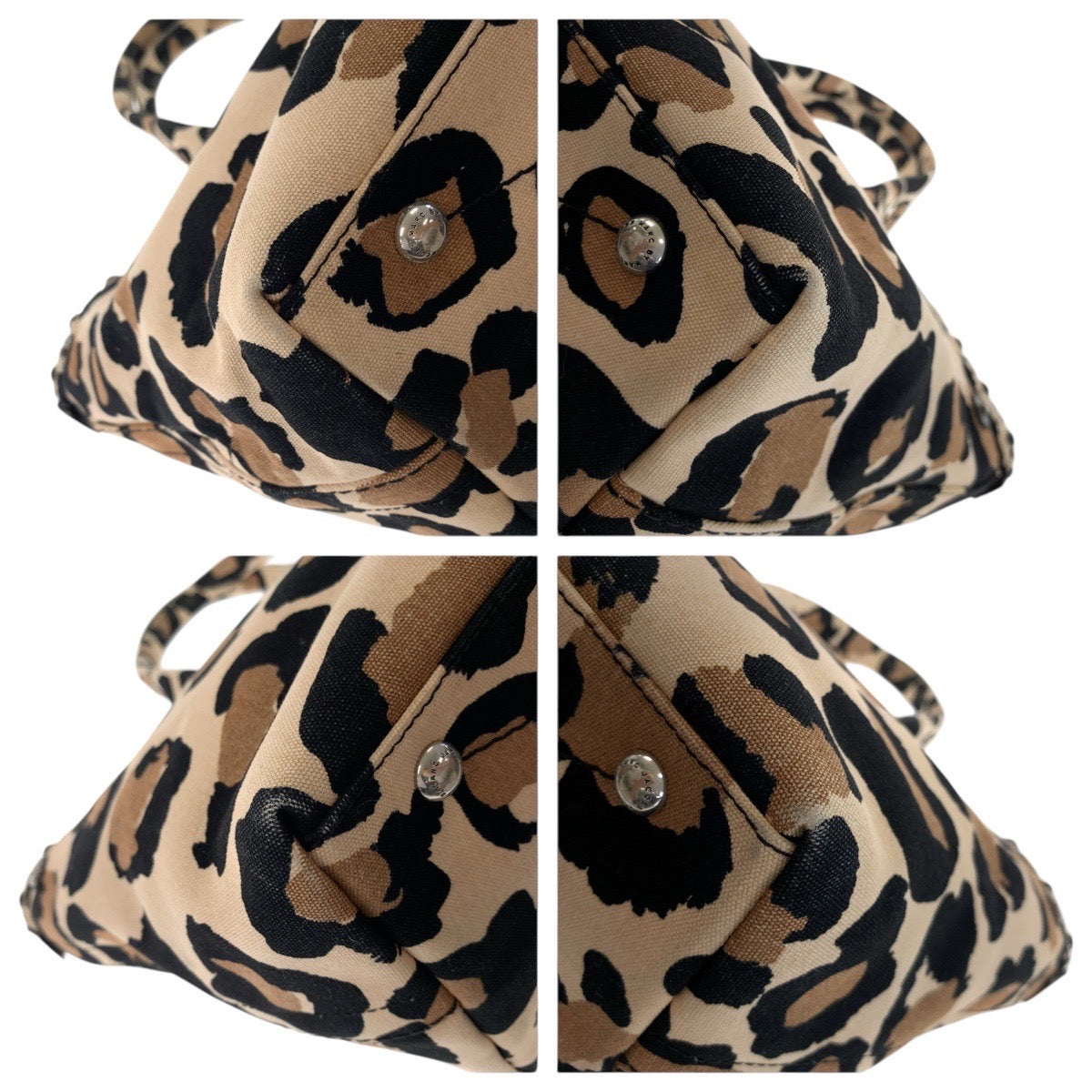17861
MARC BY MARC JACOBS マークバイマークジェイコブス レオパード スタッズ ブラウン ブラック シルバー金具 キャンバス / レザー トートバッグ ショルダーバッグ  レディース ABP19