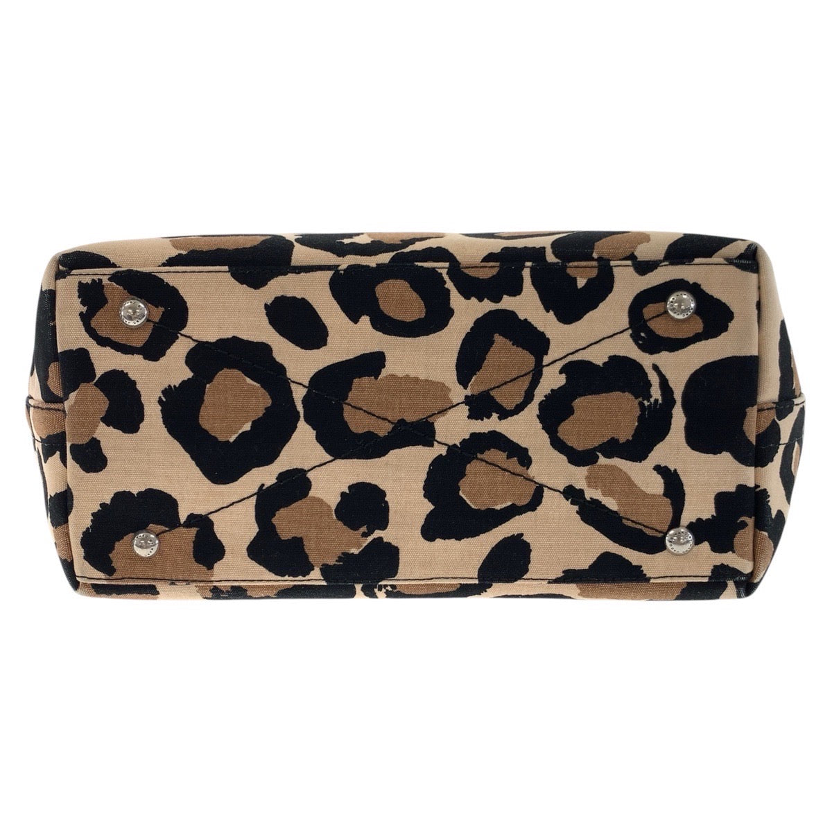 17861
MARC BY MARC JACOBS マークバイマークジェイコブス レオパード スタッズ ブラウン ブラック シルバー金具 キャンバス / レザー トートバッグ ショルダーバッグ  レディース ABP19