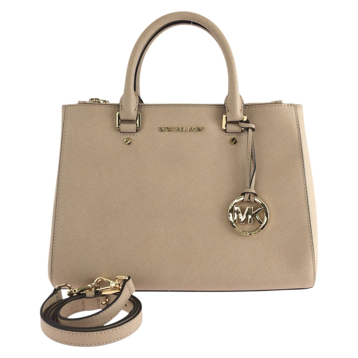 17862
Michael Kors マイケルコース サットン ベージュ ピンクベージュ ゴールド金具 レザー ハンドバッグ ショルダーバッグ 2way  レディース ABP19