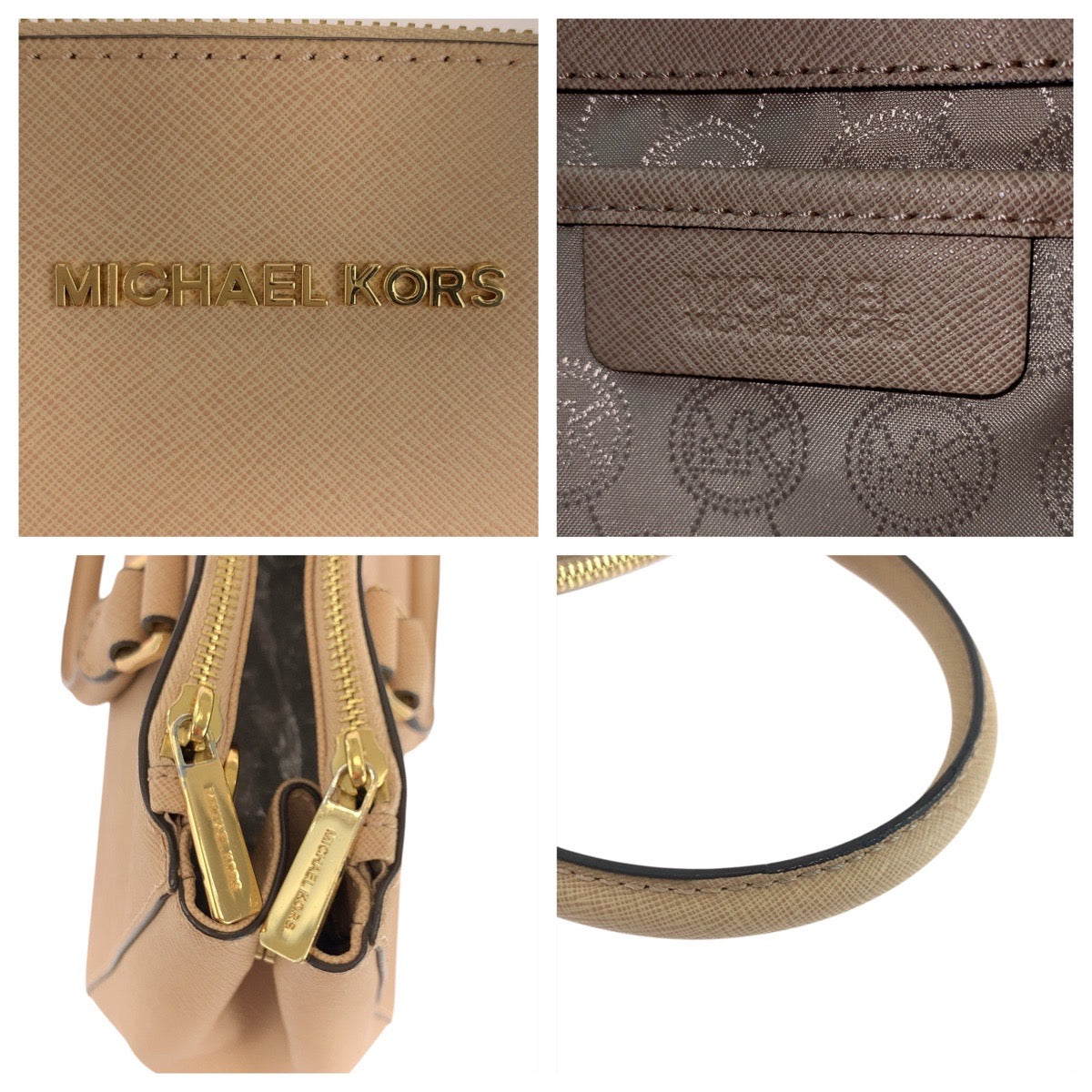 17862
Michael Kors マイケルコース サットン ベージュ ピンクベージュ ゴールド金具 レザー ハンドバッグ ショルダーバッグ 2way  レディース ABP19