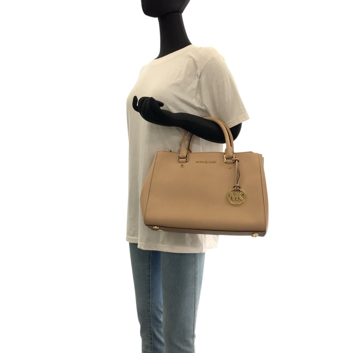 17862
Michael Kors マイケルコース サットン ベージュ ピンクベージュ ゴールド金具 レザー ハンドバッグ ショルダーバッグ 2way  レディース ABP19
