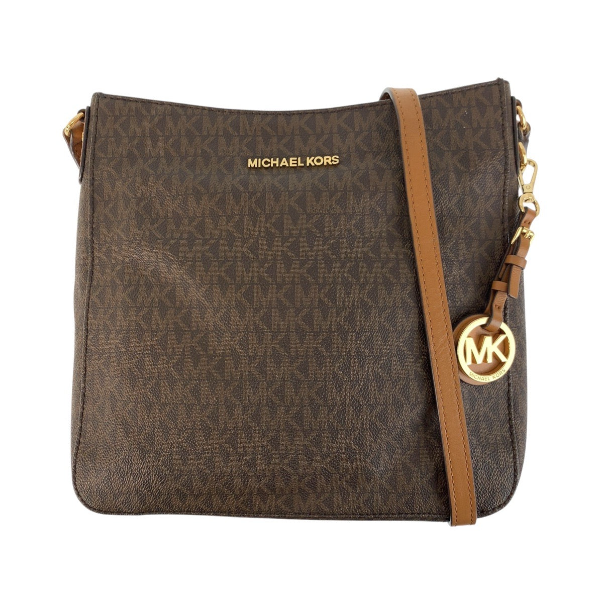 17864
Michael Kors マイケルコース ブラウン ゴールド金具 PVC / レザー ショルダーバッグ ポシェット  レディース A18