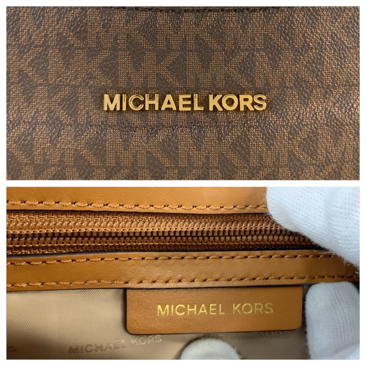 17864
Michael Kors マイケルコース ブラウン ゴールド金具 PVC / レザー ショルダーバッグ ポシェット  レディース A18