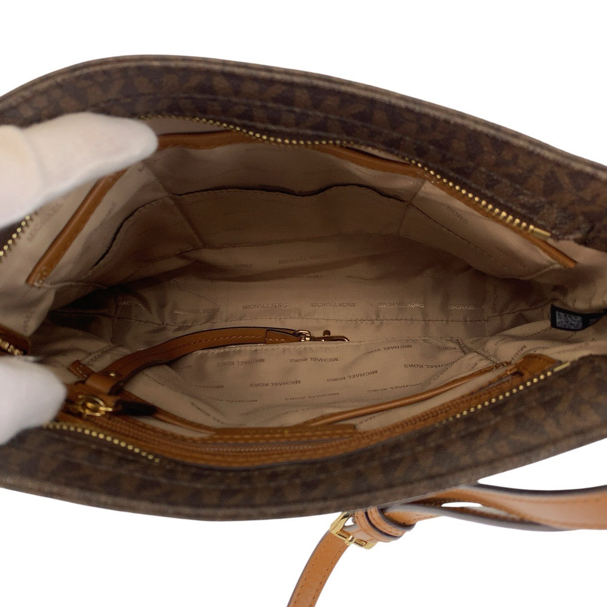 17864
Michael Kors マイケルコース ブラウン ゴールド金具 PVC / レザー ショルダーバッグ ポシェット  レディース A18
