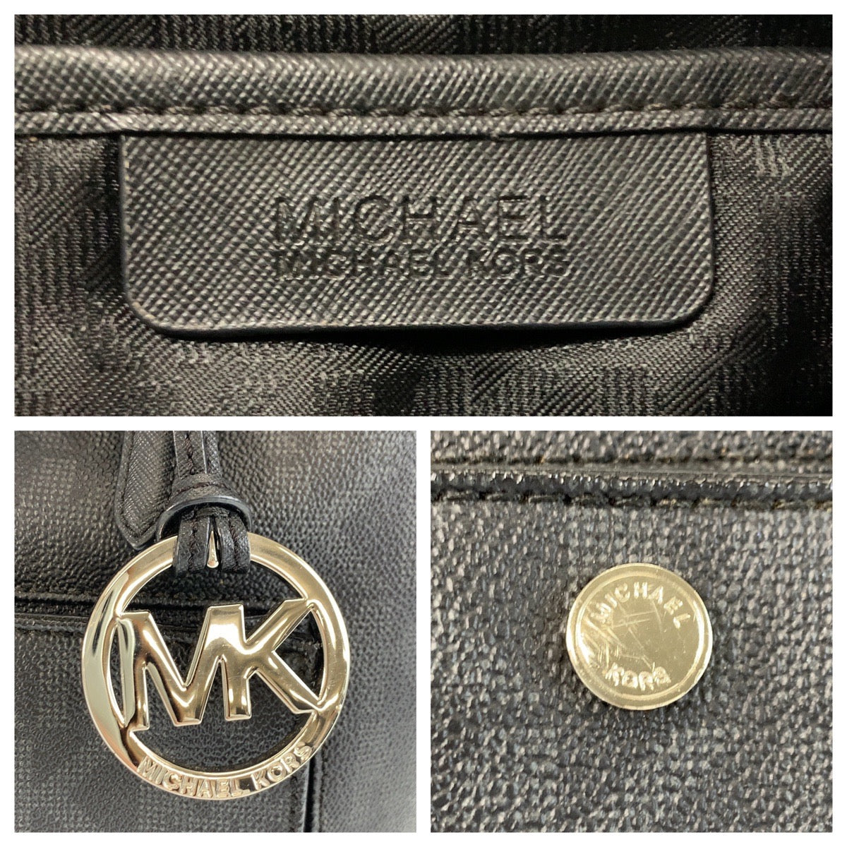 17867
Michael Kors マイケルコース MKシグネチャー ブラック 黒 シルバー金具 PVC トートバッグ ショルダーバッグ  レディース A18