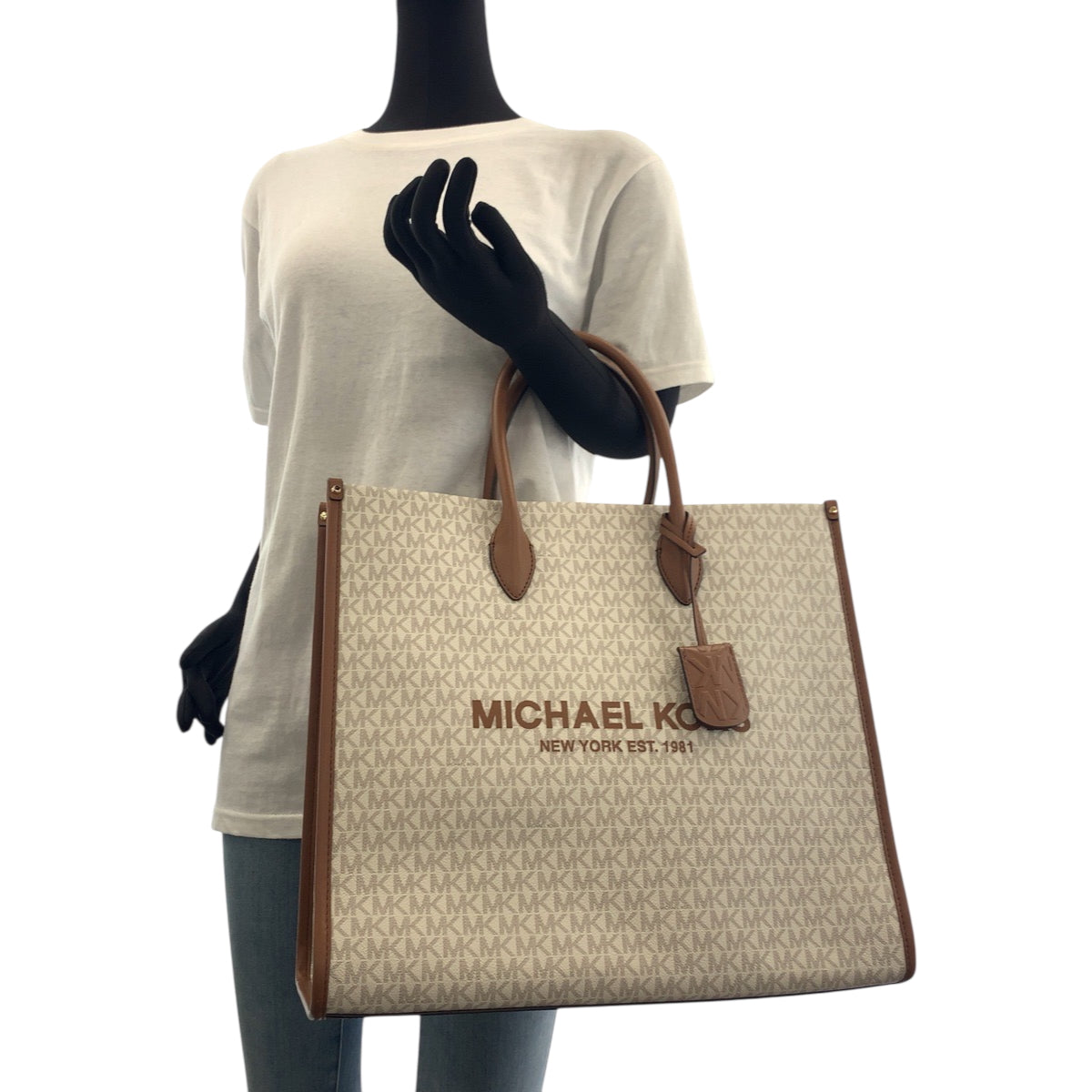 17868
Michael Kors マイケルコース ホワイト ブラウン  PVC ショルダーバッグ トートバッグ  レディース A