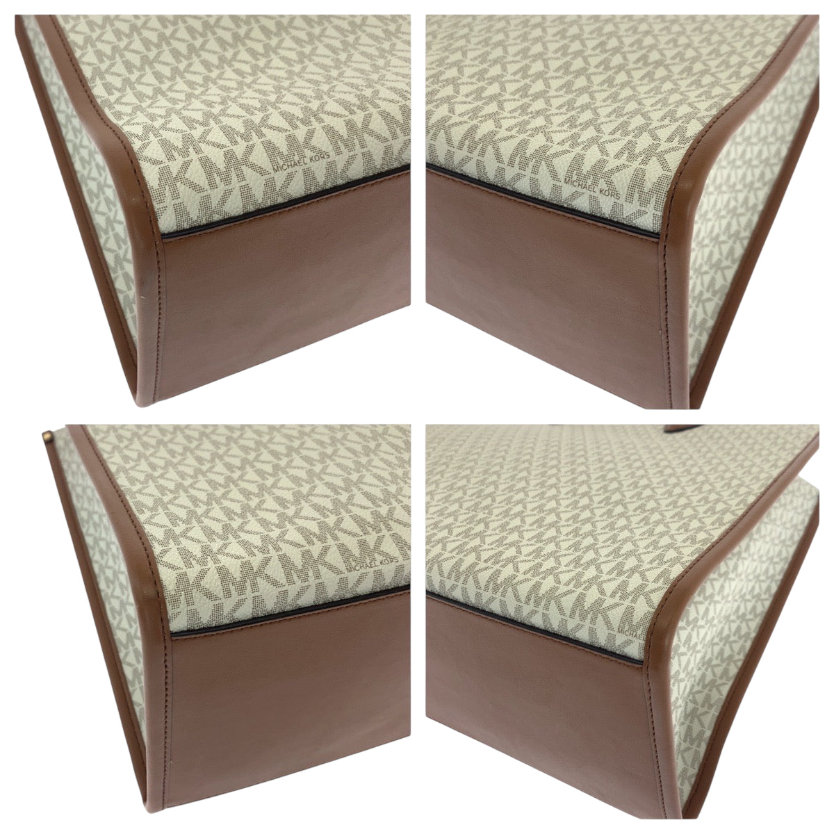 17868
Michael Kors マイケルコース ホワイト ブラウン  PVC ショルダーバッグ トートバッグ  レディース A