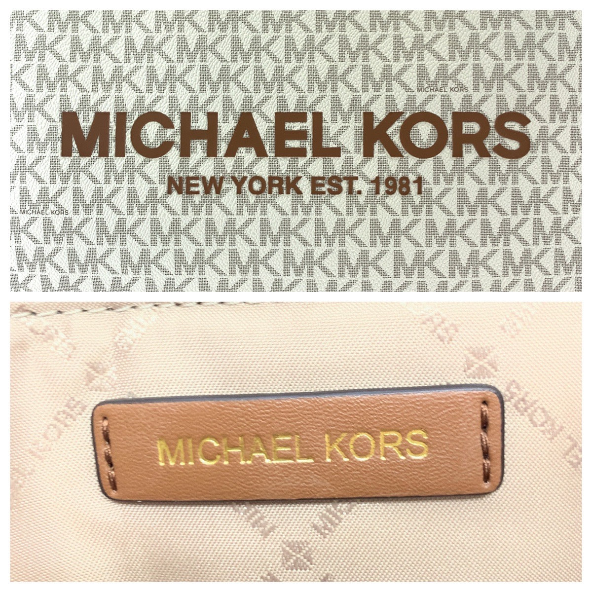 17868
Michael Kors マイケルコース ホワイト ブラウン  PVC ショルダーバッグ トートバッグ  レディース A