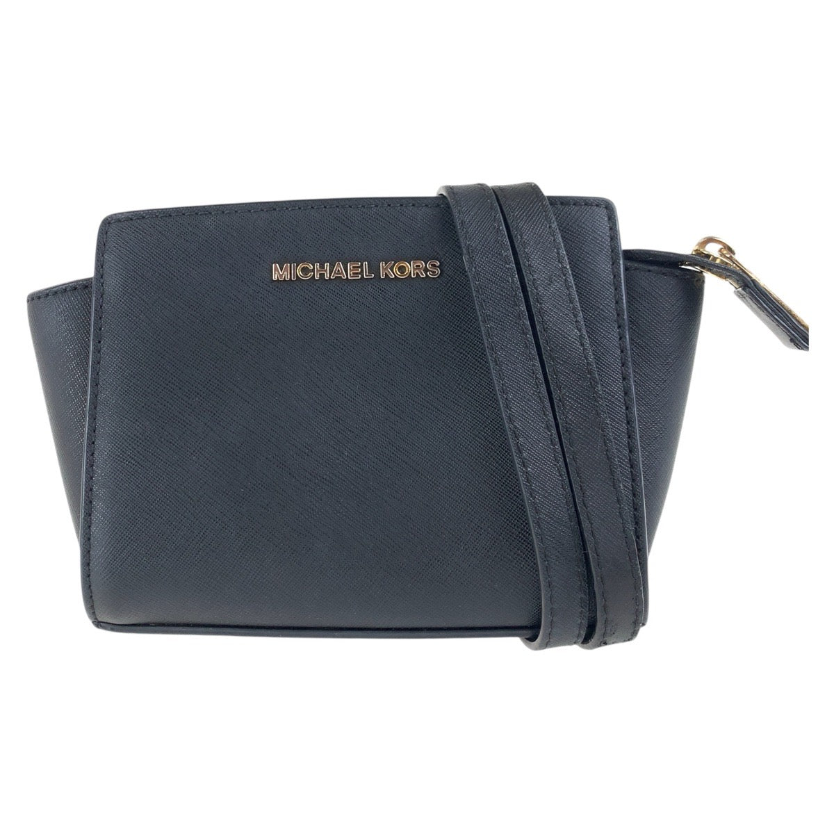 17870
Michael Kors マイケルコース ブラック 黒 ゴールド金具 レザー ショルダーバッグ ポシェット  レディース AB7
