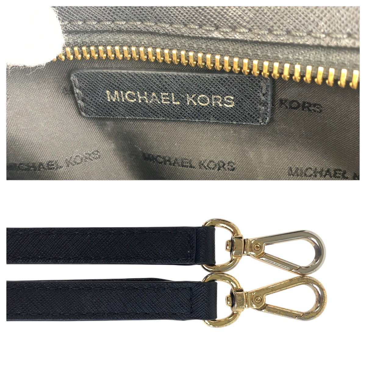 17870
Michael Kors マイケルコース ブラック 黒 ゴールド金具 レザー ショルダーバッグ ポシェット  レディース AB7