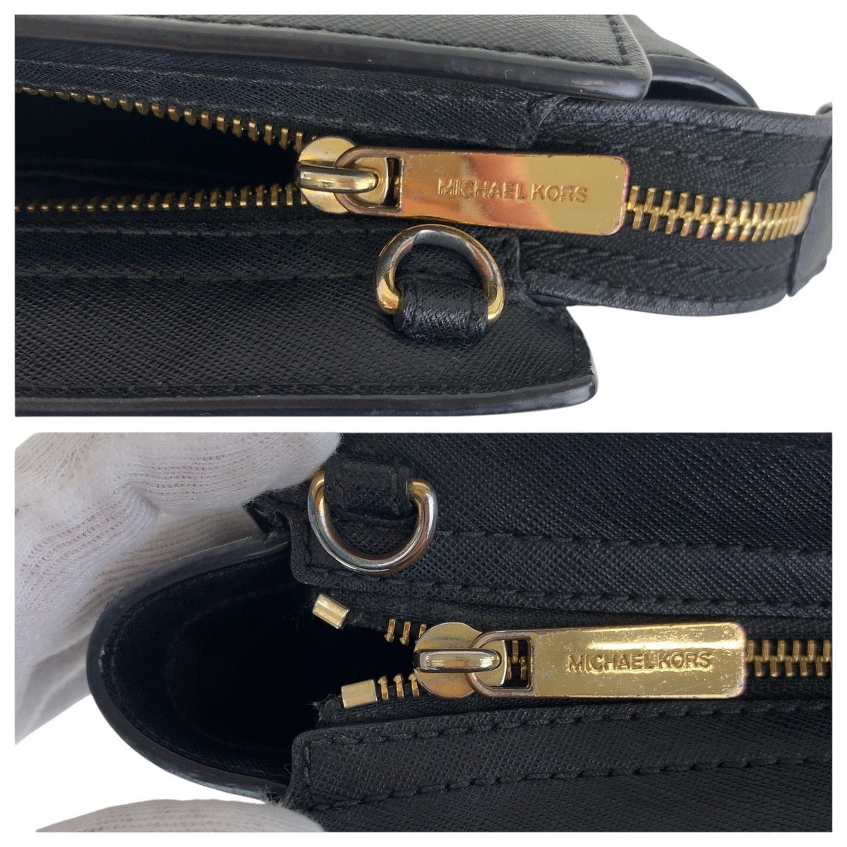 17870
Michael Kors マイケルコース ブラック 黒 ゴールド金具 レザー ショルダーバッグ ポシェット  レディース AB7
