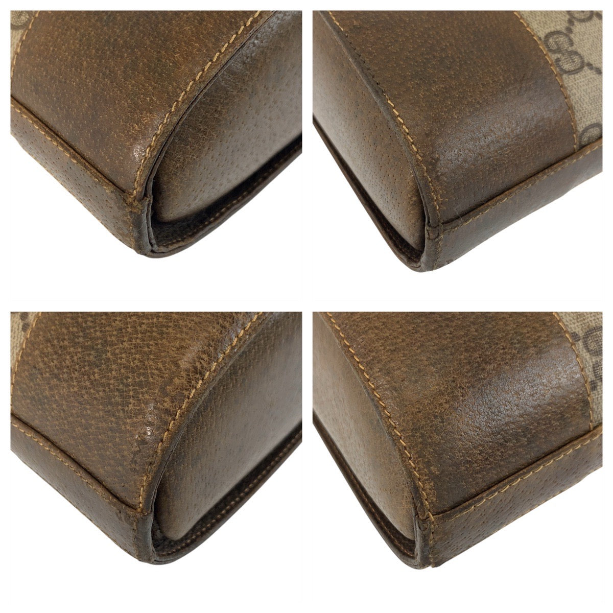 17874
GUCCI グッチ ヴィンテージ シェリーライン オールドグッチ ベージュ ブラウン ゴールド金具 GGスプリームキャンバス / レザー ショルダーバッグ ポシェット  レディース AB46