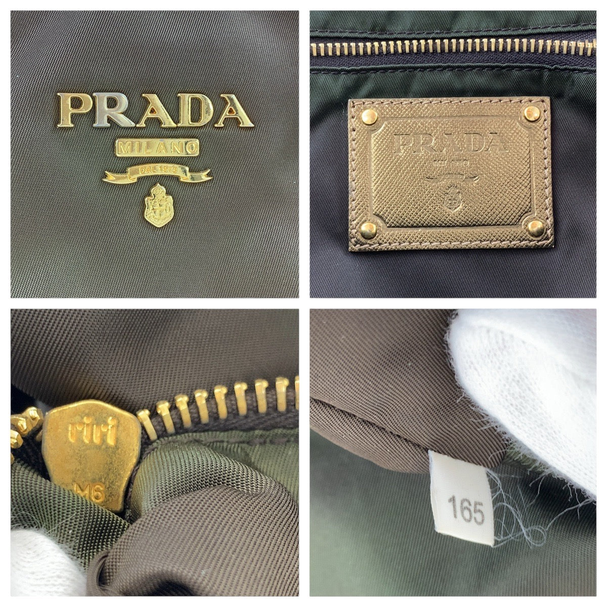 17876
PRADA プラダ テスート サフィアーノ 三角ロゴプレート ブラウン ゴールド金具 ナイロン / レザー トートバッグ ショルダーバッグ  レディース AB29