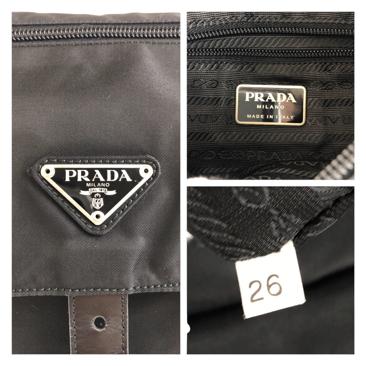 17877
PRADA プラダ テスート 三角ロゴプレート ブラック 黒 シルバー金具 ナイロン / レザー ショルダーバッグ ポシェット  レディース ABP