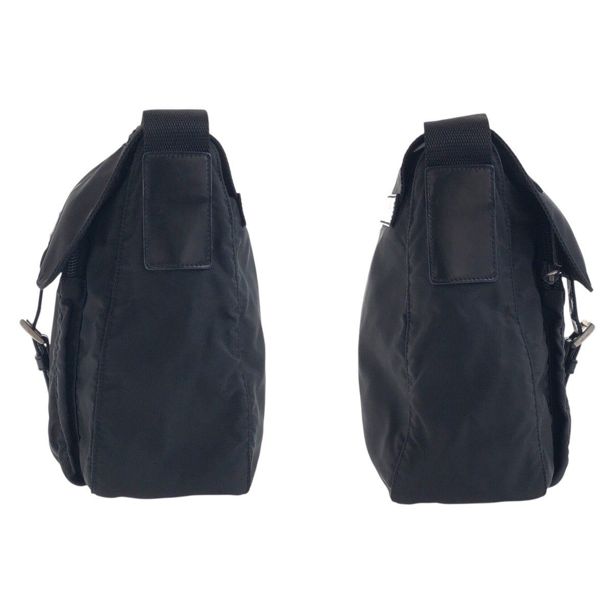 17877
PRADA プラダ テスート 三角ロゴプレート ブラック 黒 シルバー金具 ナイロン / レザー ショルダーバッグ ポシェット  レディース ABP