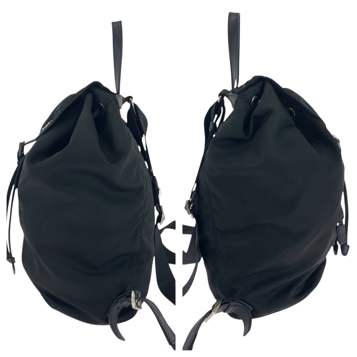 17878
PRADA プラダ テスート 三角ロゴプレート ブラック 黒 シルバー金具 ナイロン 1BZ032 リュックサック バックパック  レディース ABP40