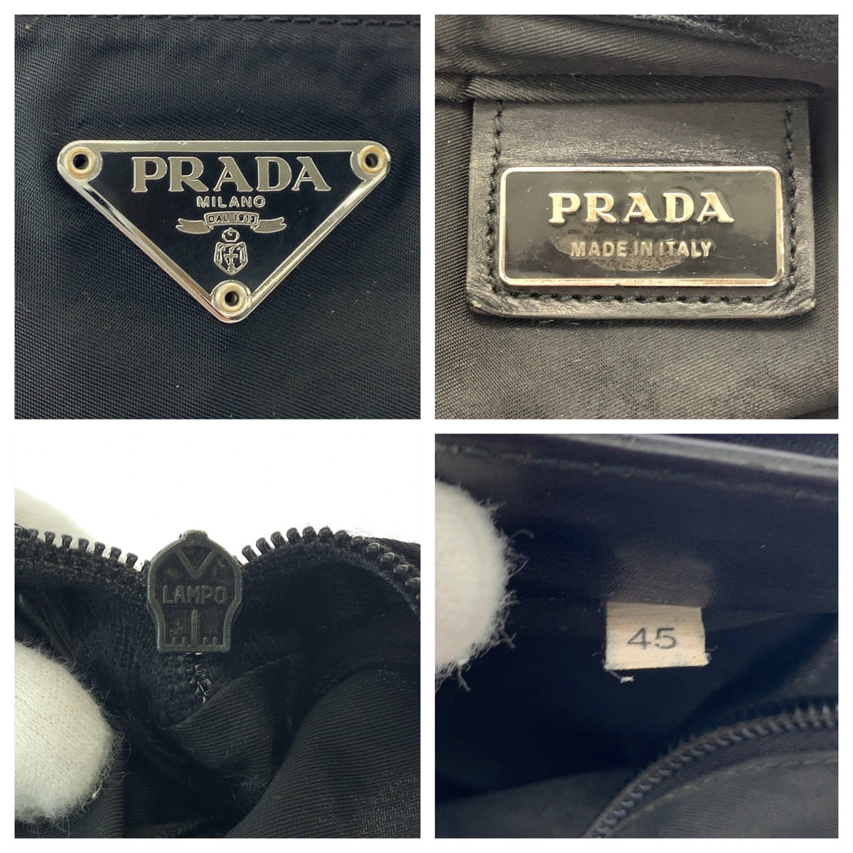 17879
PRADA プラダ テスート 三角ロゴプレート ブラック 黒 シルバー金具 ナイロン ショルダーバッグ  レディース AB38