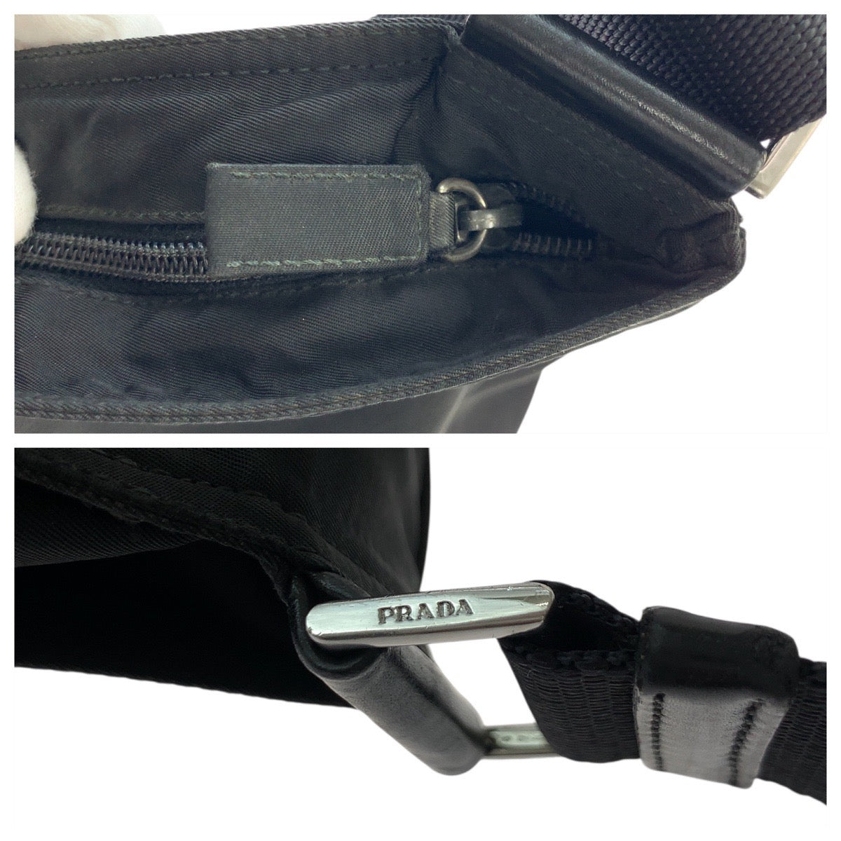 17879
PRADA プラダ テスート 三角ロゴプレート ブラック 黒 シルバー金具 ナイロン ショルダーバッグ  レディース AB38