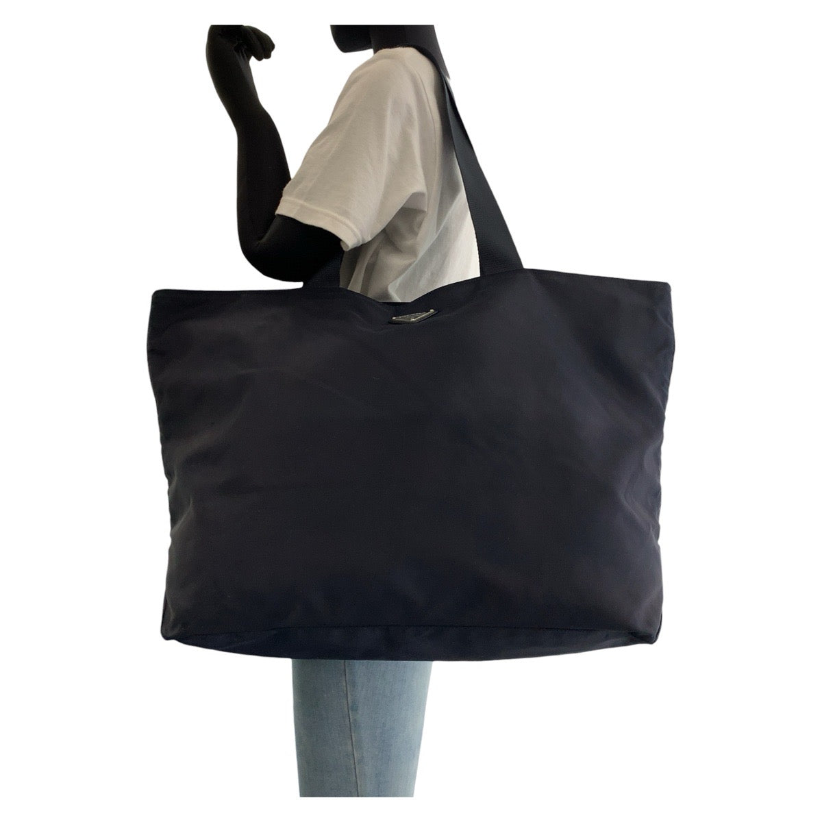 17880
PRADA プラダ テスート 三角ロゴプレート ネイビー シルバー金具 ナイロン トートバッグ ショルダーバッグ  レディース ABP35