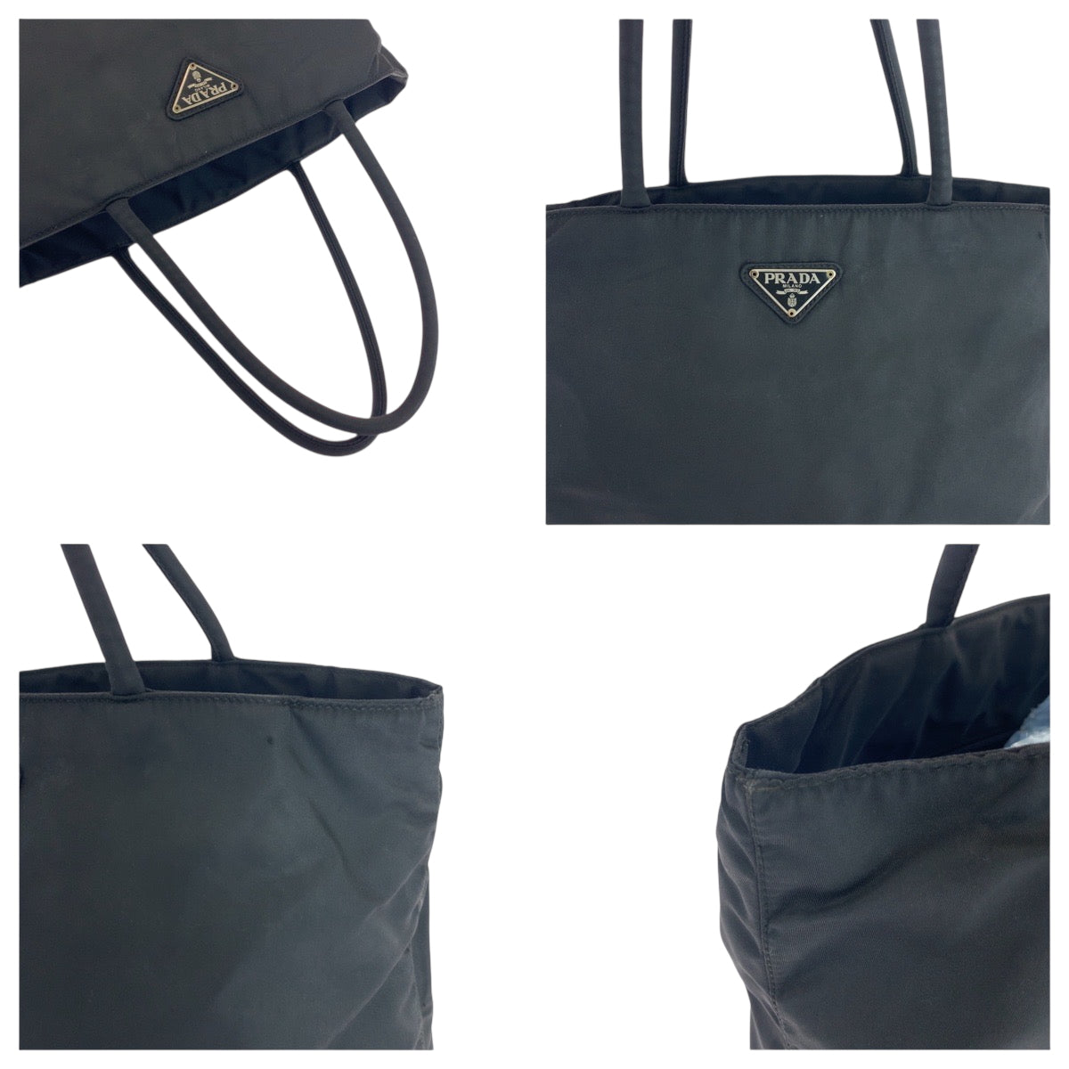 17881
PRADA プラダ テスート 三角ロゴプレート ブラック 黒 シルバー金具 ナイロン トートバッグ ショルダーバッグ レディース ABP39