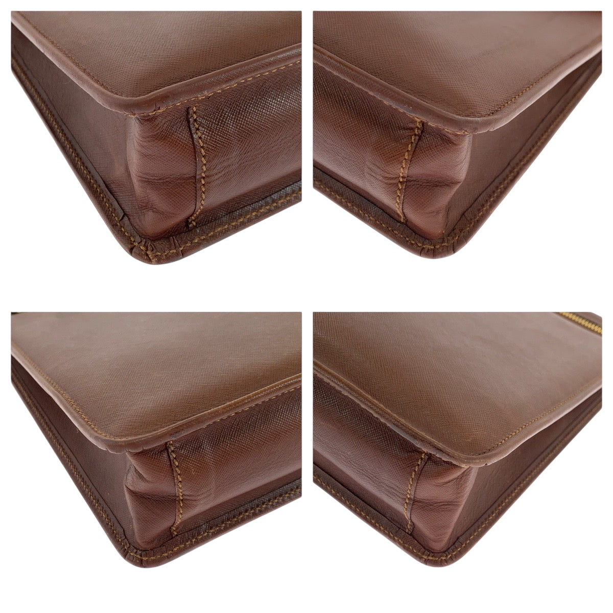 17882
PRADA プラダ サフィアーノ ブラウン ゴールド金具 レザー ビジネスバッグ ハンドバッグ  メンズ ABP