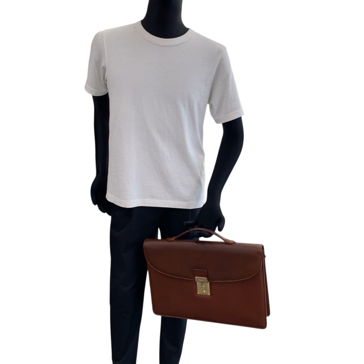 17882
PRADA プラダ サフィアーノ ブラウン ゴールド金具 レザー ビジネスバッグ ハンドバッグ  メンズ ABP