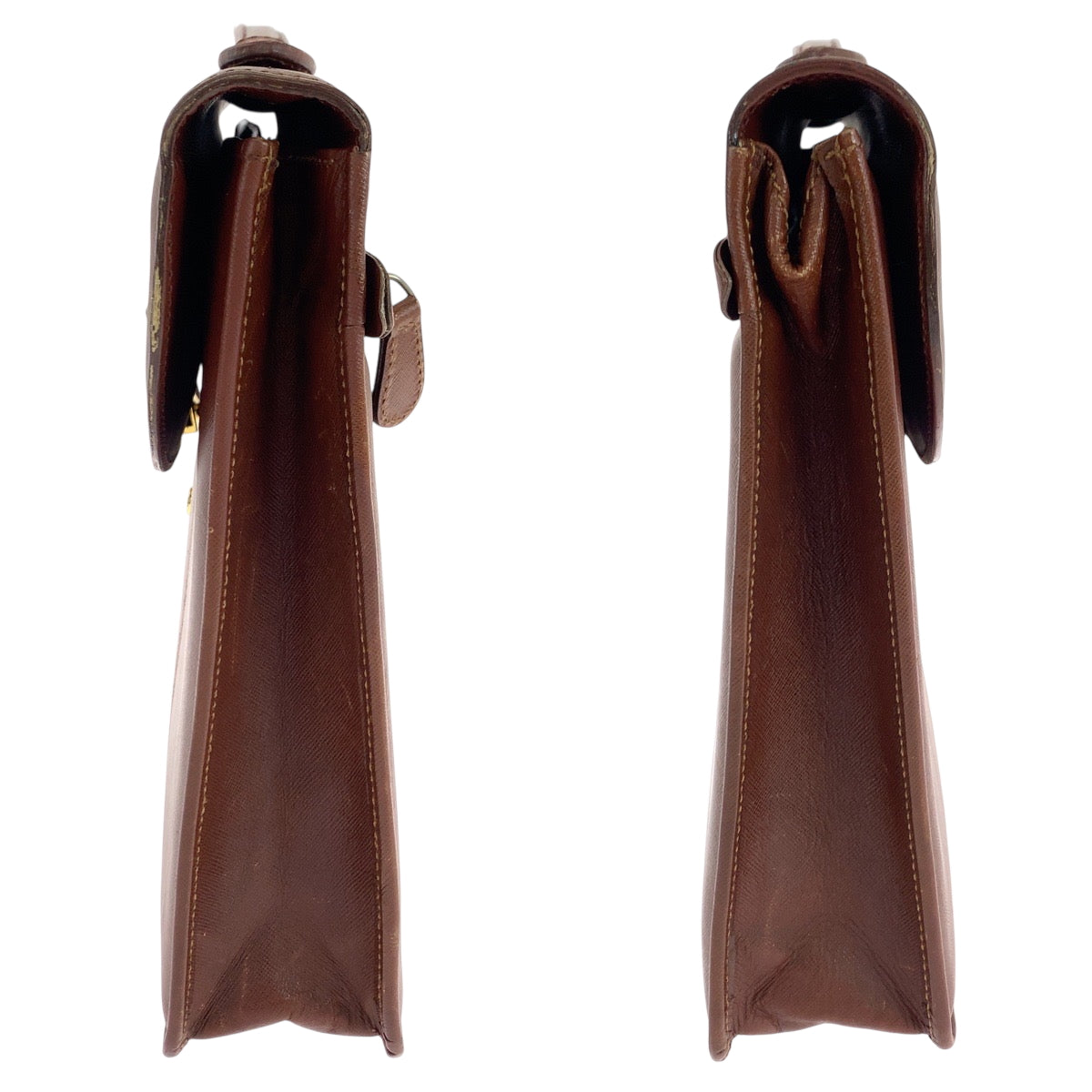 17882
PRADA プラダ サフィアーノ ブラウン ゴールド金具 レザー ビジネスバッグ ハンドバッグ  メンズ ABP