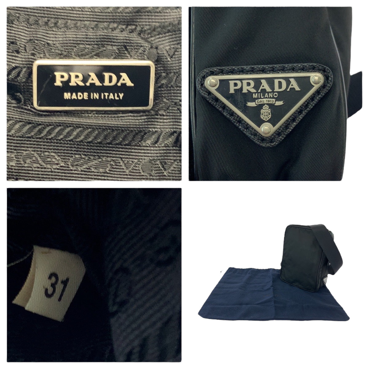 17884
PRADA プラダ テスート 三角ロゴプレート ブラック 黒 シルバー金具 ナイロン ショルダーバッグ ポシェット  レディース ABP40