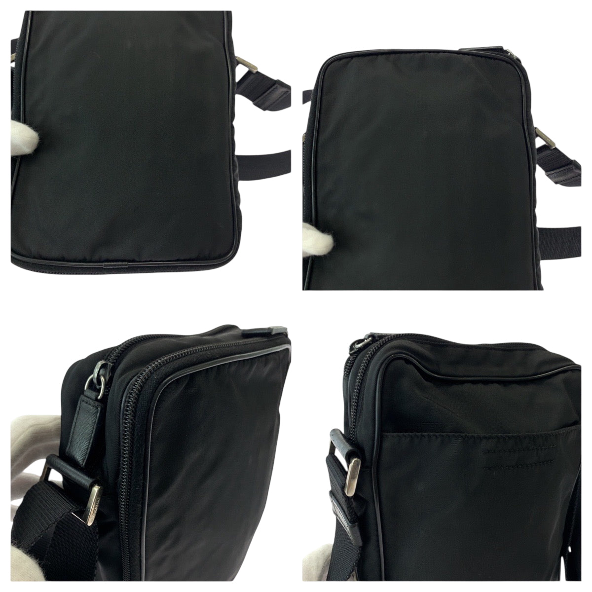 17884
PRADA プラダ テスート 三角ロゴプレート ブラック 黒 シルバー金具 ナイロン ショルダーバッグ ポシェット  レディース ABP40