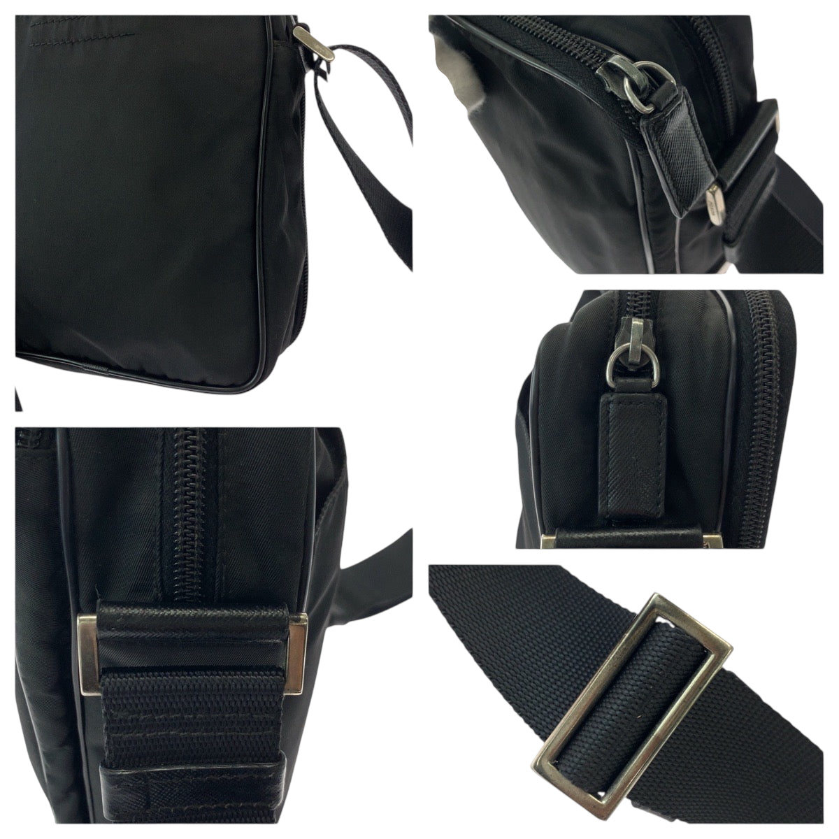 17884
PRADA プラダ テスート 三角ロゴプレート ブラック 黒 シルバー金具 ナイロン ショルダーバッグ ポシェット  レディース ABP40