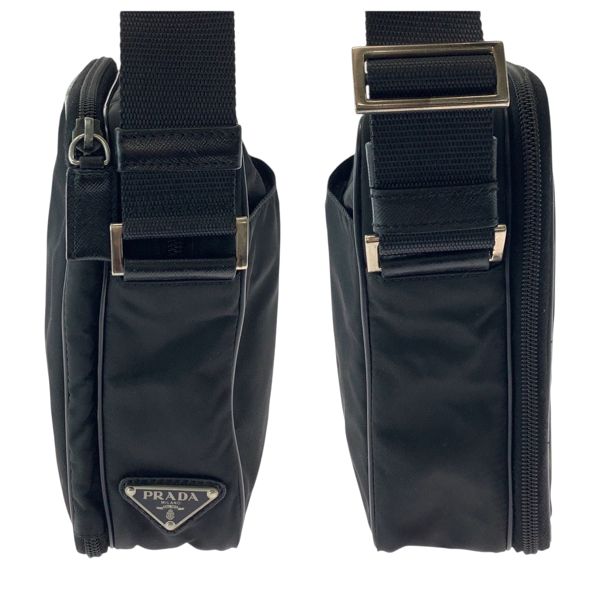 17884
PRADA プラダ テスート 三角ロゴプレート ブラック 黒 シルバー金具 ナイロン ショルダーバッグ ポシェット  レディース ABP40