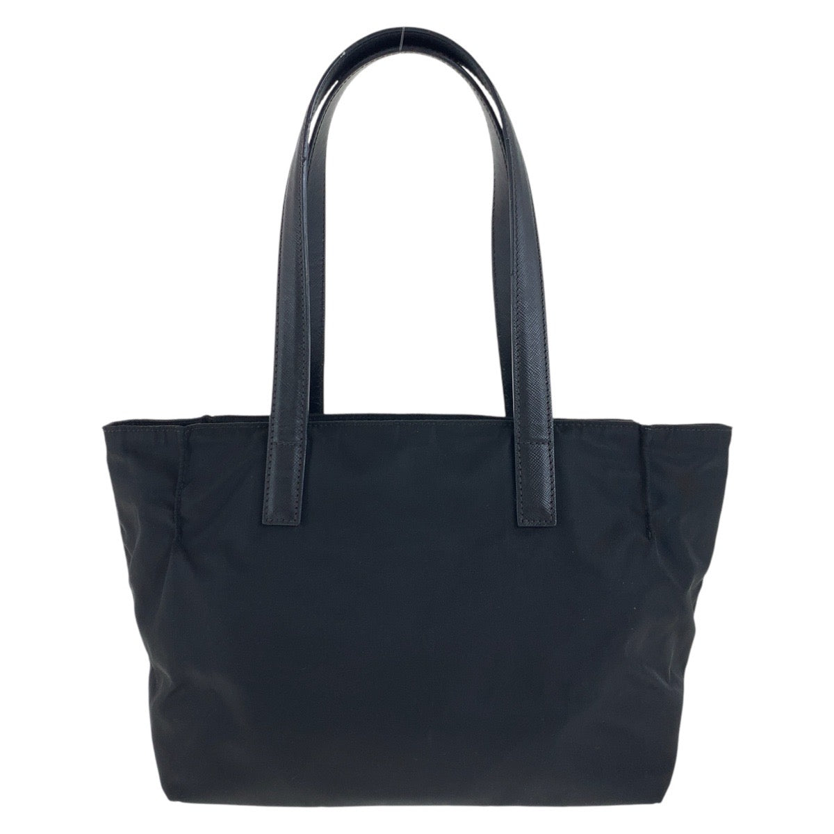 17885
PRADA プラダ テスート サフィアーノ 三角ロゴプレート ブラック 黒 シルバー金具 ナイロン / レザー トートバッグ ハンドバッグ  レディース ABP40