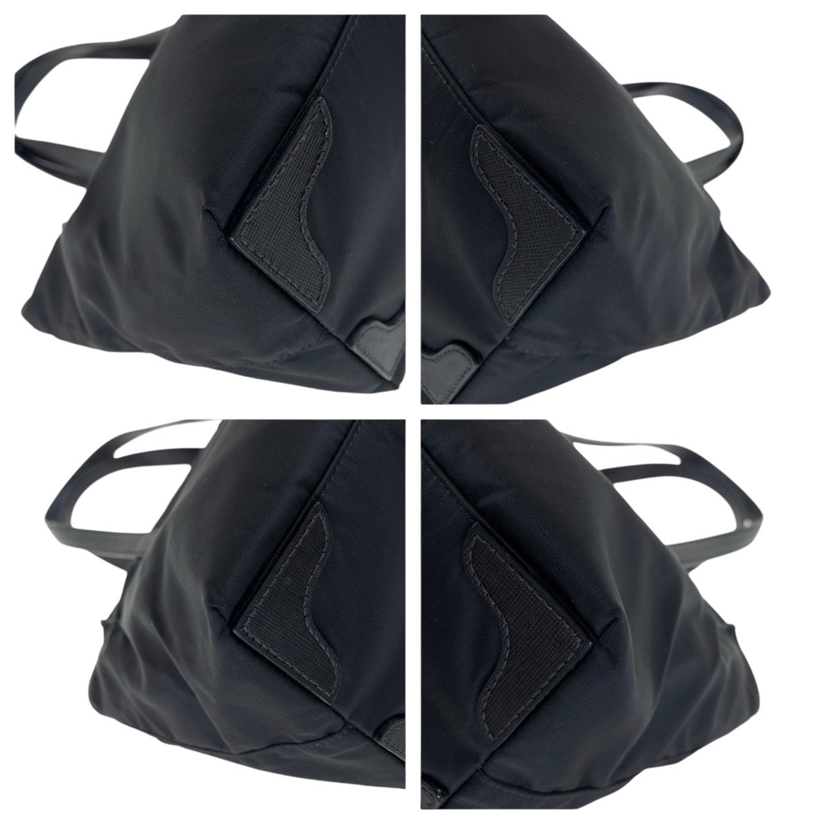17885
PRADA プラダ テスート サフィアーノ 三角ロゴプレート ブラック 黒 シルバー金具 ナイロン / レザー トートバッグ ハンドバッグ  レディース ABP40