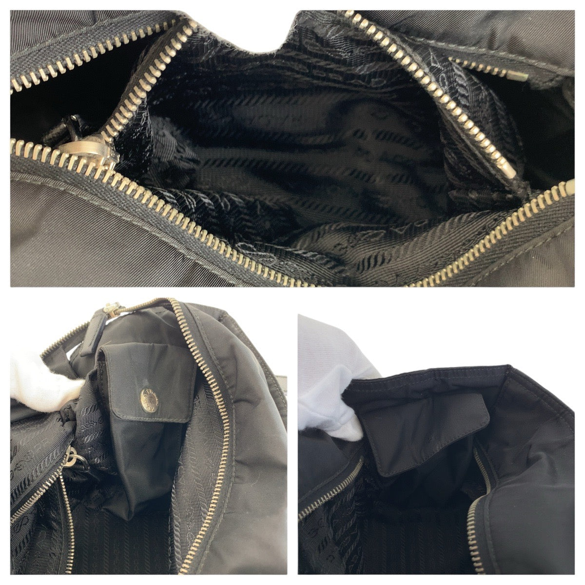17885
PRADA プラダ テスート サフィアーノ 三角ロゴプレート ブラック 黒 シルバー金具 ナイロン / レザー トートバッグ ハンドバッグ  レディース ABP40